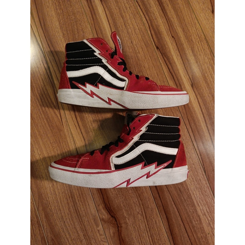Vans Sk8-Hi Bolt Hi Top Sneakers Black/Racing Red Men's Size 7.5 Rare Skateboard